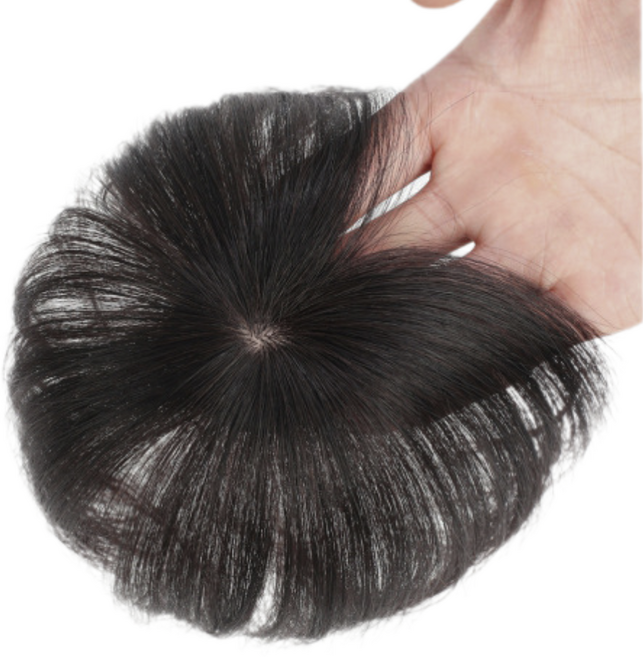 원핀 정수리 커버 100%인모 부분가발 H13, 1개, 자연검정