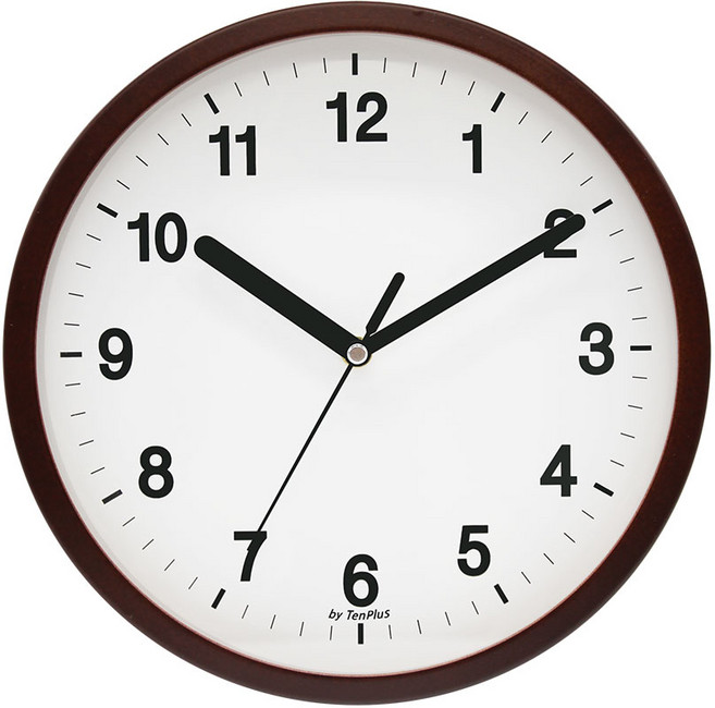 바이텐플러스 25cm 원목 무소음 벽시계 KH250원목, 브라운