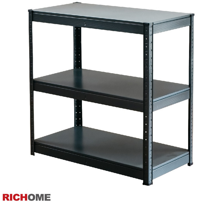 RICHOME 鋼鐵人角鋼三層架 80x40x80CM, 黑色