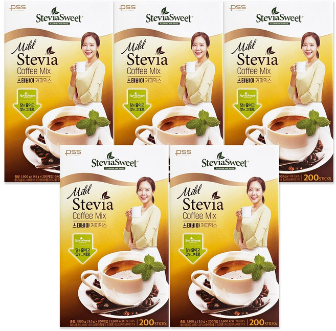 펄세스 마일드 스테비아 커피믹스, 5개, 200개입, 9.5g