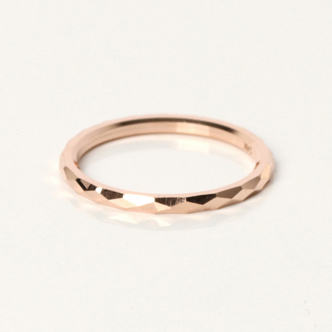 오로프 전체 14K 금 로즈골드 할로우 다이아컷팅 가드링 반지