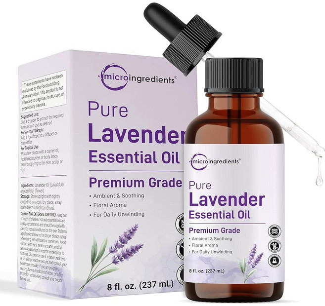 퓨어 라벤더 에센셜 오일 236.6ml8액량 온스 프리미엄 등급 액체 드롭 아로마테라피 비누 로션 디퓨저 양초 바디 두피 마사지 위한 DIY 진정 효과가 있는 플로럴 아로마 크, 퓨어 라벤더 에센셜 오일 236.6ml8액량 온스 프리