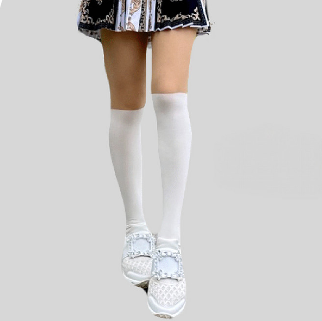 휴먼스토리 시원한 쿨링 투톤 니삭스 골프레깅스 스타킹 자외선차단, 블랙, 1개