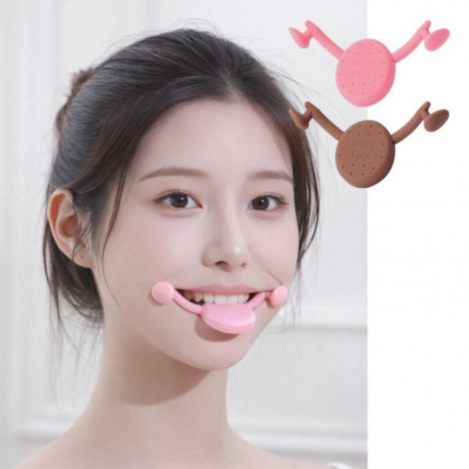 생활 밀착 고급 1+1 입꼬리 올리기 교정기 미소 연습 입매 교정 웃는얼굴 만들기 발음 표정 운동 도구 메이커 웨딩 준비, 1개, 소프트(핑크) 2개/패키지포장