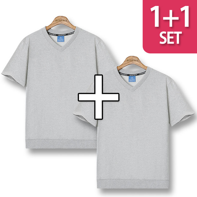 블루포스 데즐본 브이넥 반팔 맨투맨 1+1 세트 베이직핏 남자 티셔츠 남성 빅사이즈 반팔티 단체티 여름 커플티 츄리닝