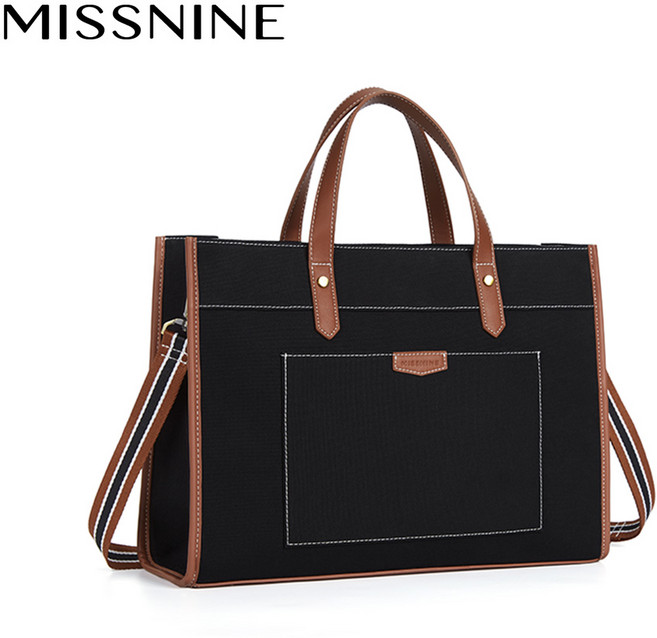 MISSNINE 여성 캔버스 토트백 대용량 서류가방 데일리 숄더백