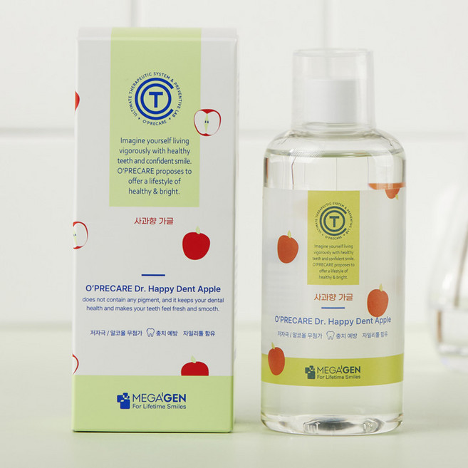 메가젠 오프리케어 해피덴트 충치예방 어린이가글 구강청결제 사과향, 5개, 300ml