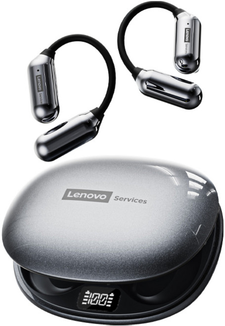 레노버 무선 이어훅 이어폰 초장시간 노이즈 캔슬링 LED 디스플레이 편안한 운동 러닝 초장시간 배터리 지속 LE503, a, 검정색