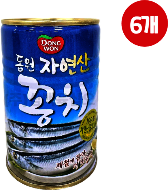 동원 자연산 꽁치캔, 6개, 300g