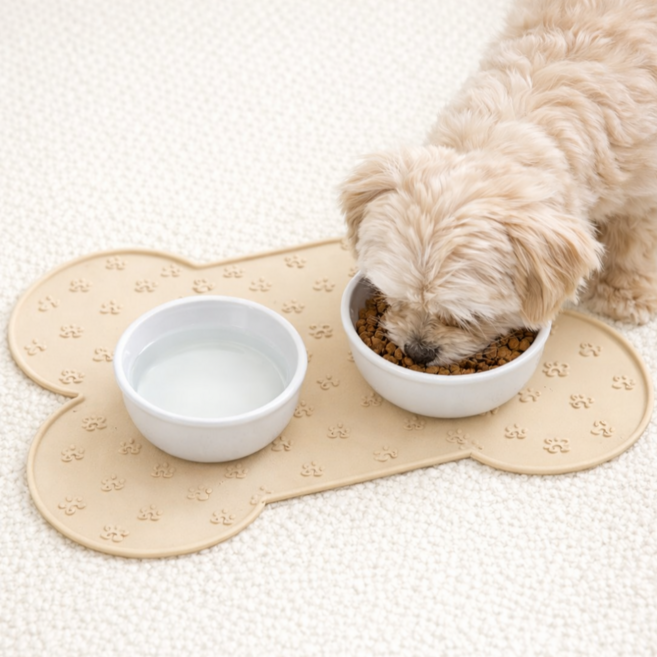요니크 실리콘 논슬립 반려동물 식기매트, 1개, 베이지S
