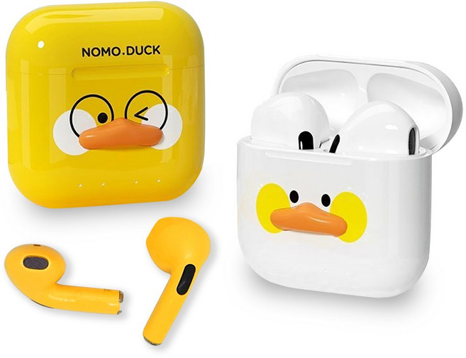 티버디 오픈형 블루투스 이어폰 NOMO DUCK 캐릭터 귀안아픈 무선 이어폰, 메이즈옐로우