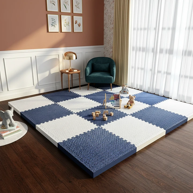 홈앤힐링 두꺼운 바닥 퍼즐매트 거실 층간소음 매트 25mm, 16개, 화이트+블루