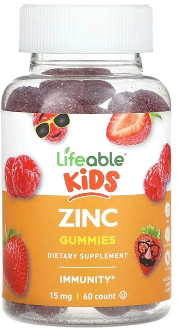 라이프에이블 Kids 아연 구미젤리 내추럴 베리 15mg 60 구미, 1개 - 쿠팡