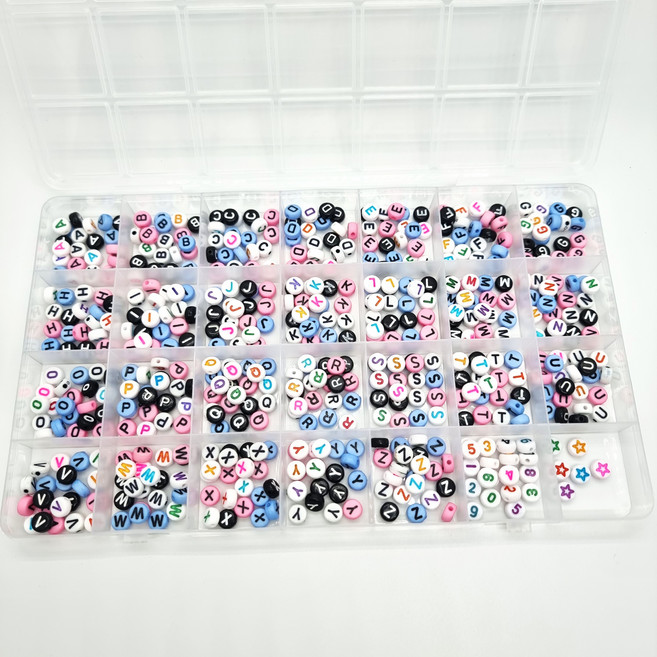 [알파벳비즈세트 이니셜비즈세트 비즈세트] 알파벳비즈 이니셜비즈 원형비즈 사각비즈 큐브비즈 혼합비즈세트 비즈세트, 컬러믹스