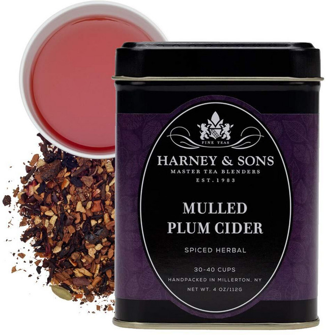 Harney & Sons 멀드 플럼 시더 | 118.4그램 루스 리프 허브 티 시나몬 루이보 사과 조각 자두 포함, Harney & Sons 멀드 플럼 시더 | 118.4, 1개, 1, 112g