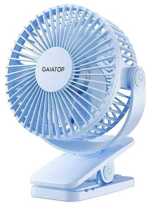 Gaiatop 휴대용 클립 온 팬 배터리 작동 작고 강력한 3단계 속도 조용한 360° 회전 USB 충전식 미니 개인용 냉각 팬 책상 테이블 홈 오피스 유모차 캠핑 여성, 라이트 블루