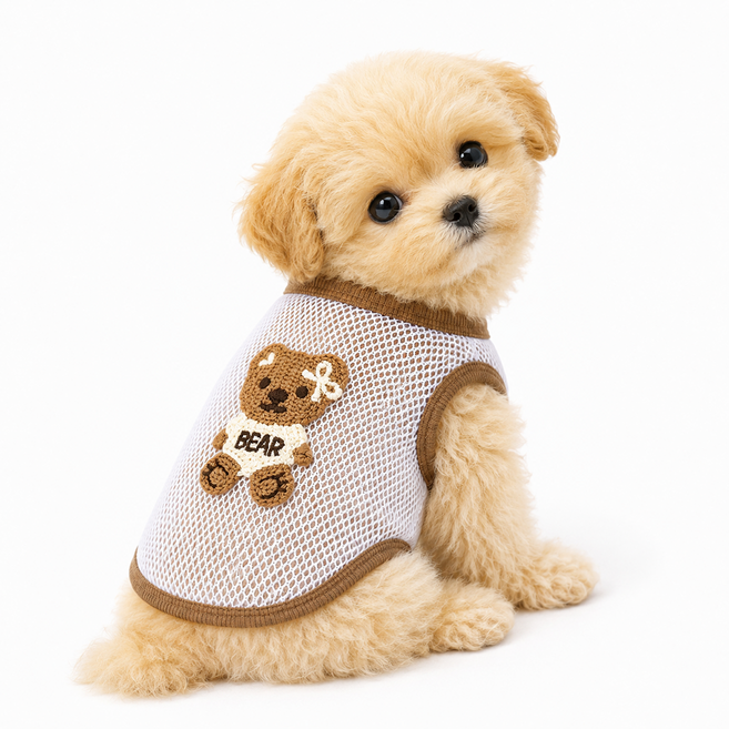 아기 강아지 고양이 초소형 스트라이프 면 티셔츠 맨투맨, 1개, 화이트라떼베어