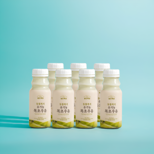 100%풀먹은 동물복지목초유기농(유리병)우유', 180ml, 7개