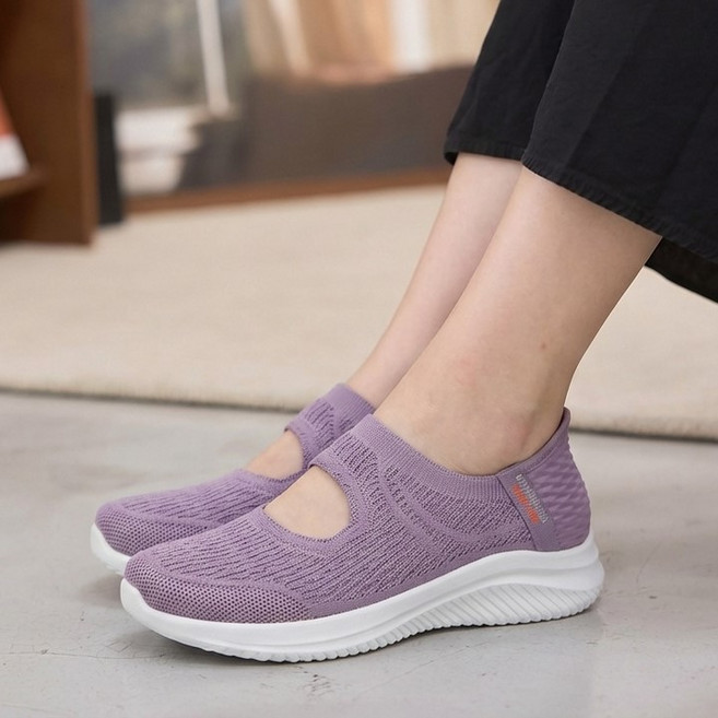 슬립인스 운동화 신기편한 발편한 중년여성 컴포트화 니트 스판 슬립온 2.5cm