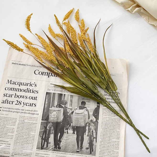 [한소픈] 보리 갈대 조화 부시 갈대 수수 가을 장식 조화, 1개, 옐로우