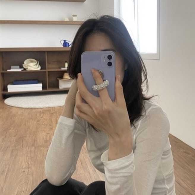 블링 반지톡 비즈랩 실버 볼 그립톡 스마트톡 거치대 비비드 핑거톡, 1개, 실버비즈