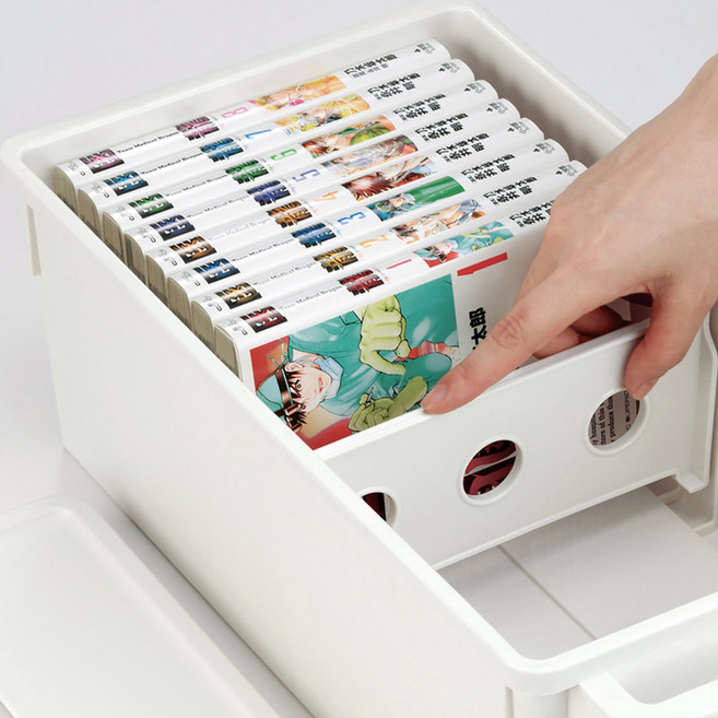 이노마타 DVD보관함 CD보관 만화책 라면 팬트리 수납정리함 리빙박스 2type, L 화이트, L, 2개