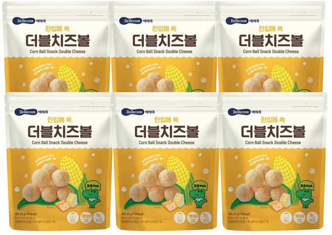 베베쿡 한입에 쏙 더블치즈볼, 6개, 25g