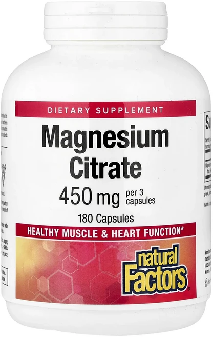 Natural Factors 마그네슘시트레이트 캡슐 180정(캡슐 1정당 150mg), NaturalFactors마그네슘시트레이트캡슐180정캡, 1개 - 쿠팡