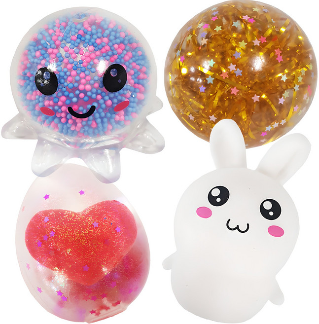 아가플러스 말랑이 LED 문어 + 트윙클 + 토끼 + 콩닥계란, 랜덤 발송, 1세트