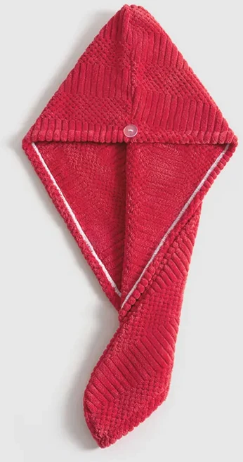 빠른 건조 헤어 타올 여성 모자 목욕 산호 양털 솔리드 슈퍼 흡수 터번 드라이 캡, Red 25x65cm, 03 Red
