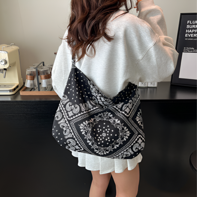가벼운 페이즐리 에코백 데일리 쇼퍼 숄더