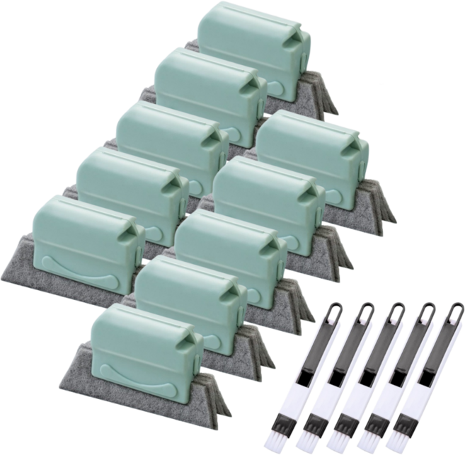 블랑몰랑 쉬운 창틀 틈새 청소브러쉬 2종, 10개, 블랑몰랑그린