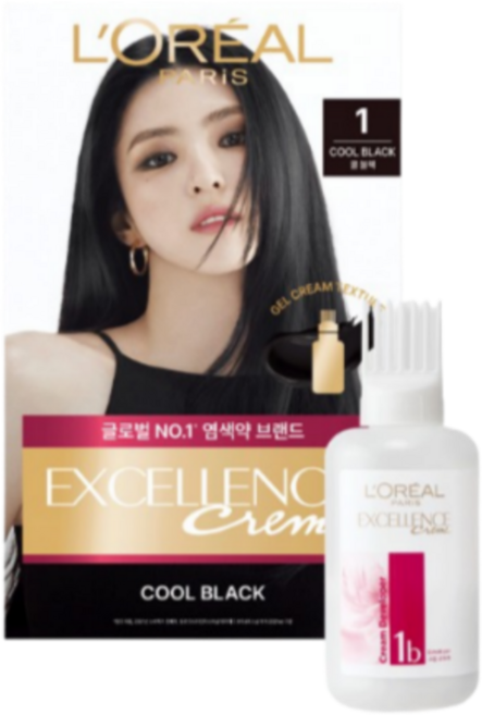 로레알파리 엑셀랑스 크림 염색제, 1호 쿨블랙, 1개