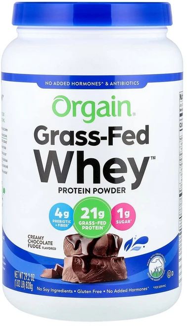 Orgain 목초 사욕 유청 단백질 파우더 크리미 초콜릿 퍼지 828g, 825g, 1개 - 쿠팡