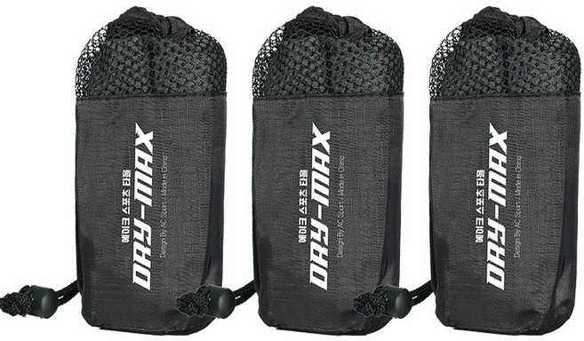 드라이맥스 건식 수건 스포츠 쿨링타월 휴대용 운동 헬스 kc인증 알러지검사완료, 3개, 블랙