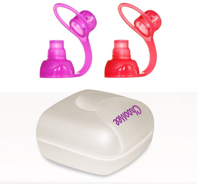 츄미 푸드 파우치 탑 소프트 캡 2개 & 케이스 세트 ChooMee SoftSip Food Pouch Top & Travel case, 화이트