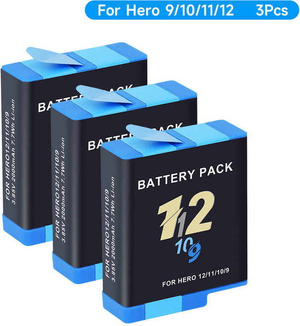 고프로충전기 CITYORK 고프로 호환 히어로 12 11 10 9 3 슬롯 LED 충전기 스포츠 카메라 블랙 액세서리, 05 3PCS Battery_01 CHINA, 01