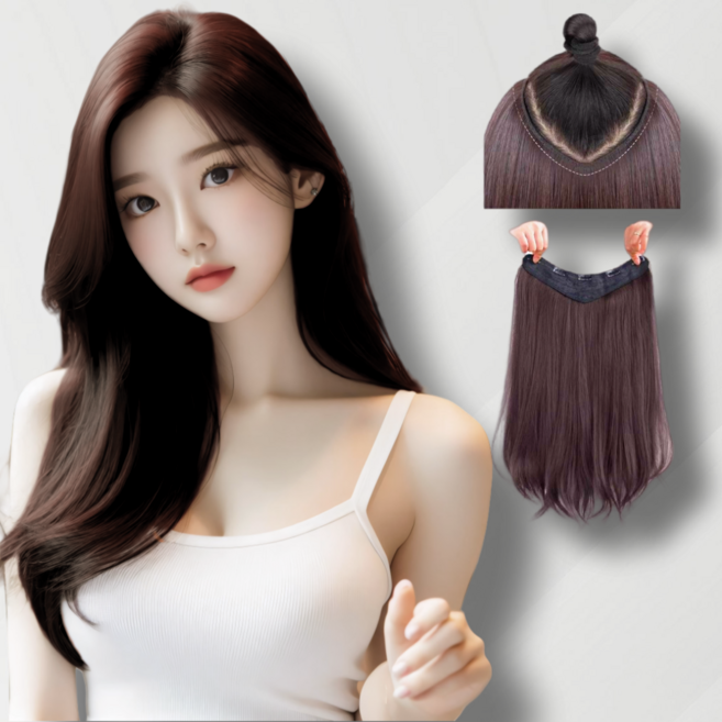 비와이 롱 헤어 웨이브 가발 붙임머리 60cm, 1개, 딥 브라운