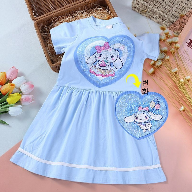 XCAO 산리오 키즈 원피스 샤이닝 프린세스 스커트 쿠로미 키즈 스커트 멜로디 샤이닝 프린세스 스커트