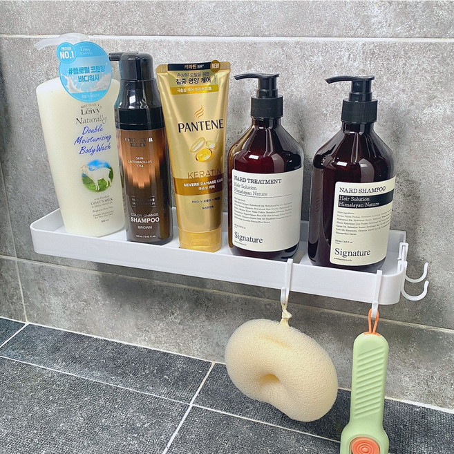 온리앤 무타공 욕실 선반 정리대, 화이트, 1개