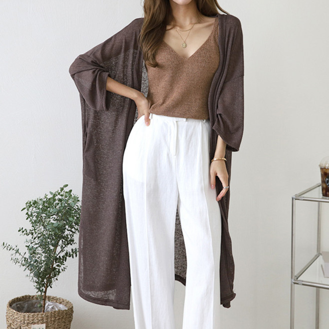 마이쏭 여성 빅사이즈 루즈핏 시스루 여름가디건 고퀼리티 데일리 막시썸머오버핏롱가디건 국내제작