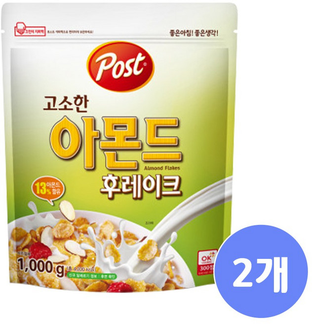 동서식품 포스트 아몬드후레이크, 2개, 1kg