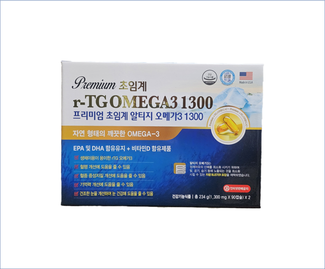 명문 엠케이 MK 프리미엄 알티지 오메가3 1300 저온 추출 rTG, 1박스, 90회분