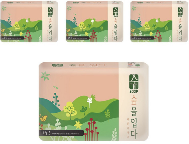 숲 SOOP 기저귀 밴드(소형) 4팩 (136매) 기저귀, 단품, 소형(S)