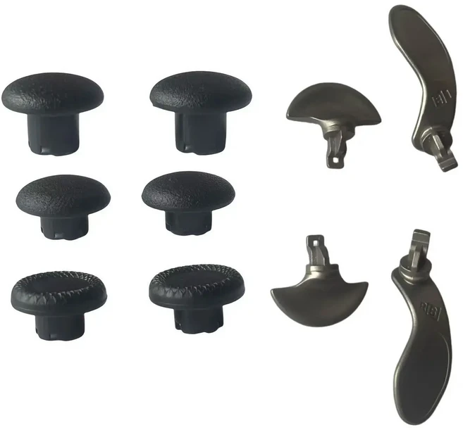 10개 블랙 높이 조절 가능 조이스틱 교체형 PS5 엣지 듀얼센스 컨트롤러용 메탈 패들 포함, 01 빠른  Mainland, 03 silver gray paddles