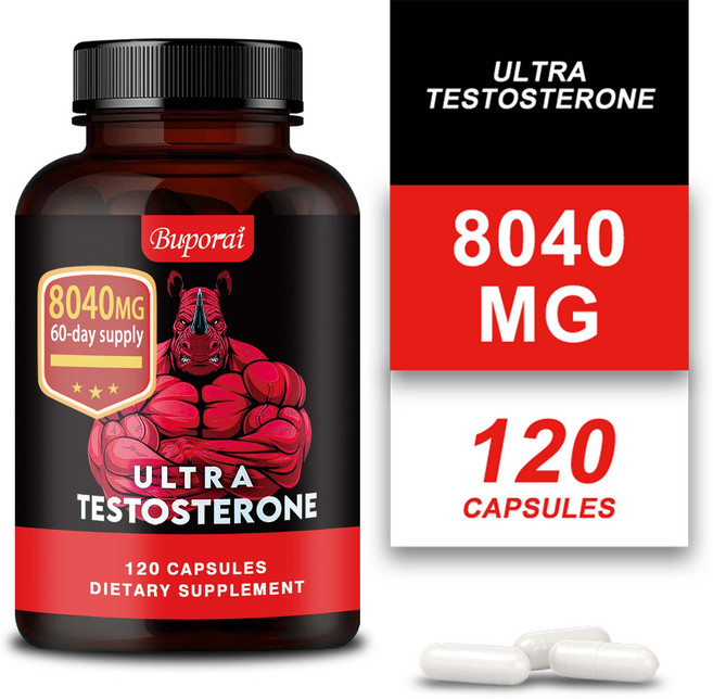 울트라 테스토스테론 8040mg - 에너지 및 지구력 향상 근육 강화 남성 건강, 1개, 120정