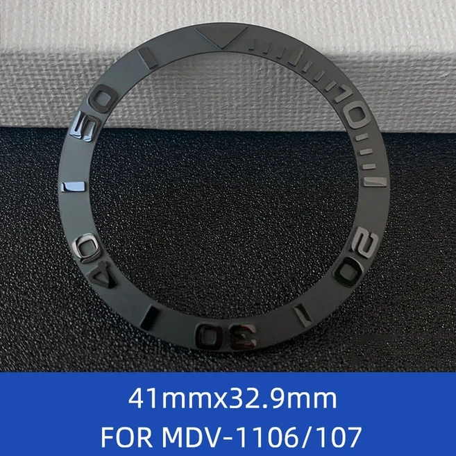 MDV-106 시계 액세서리 카시오 소드피쉬 플랫 더블 돔 듀로 돌핀 MDV-106 다이버용 사파이어 크리스탈 세라, 08 Matte Bezel-Black