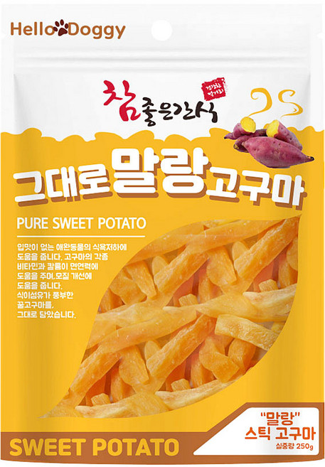 기호성폭발 100프로 원물 강아지 고구마 간식 말랭이 애견 수제 건강 간식 칭찬용, 스틱, 250g, 1개