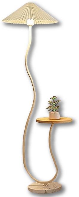 現代簡約風LED落地燈附邊桌 客廳臥室適用, 暖白色, 1個