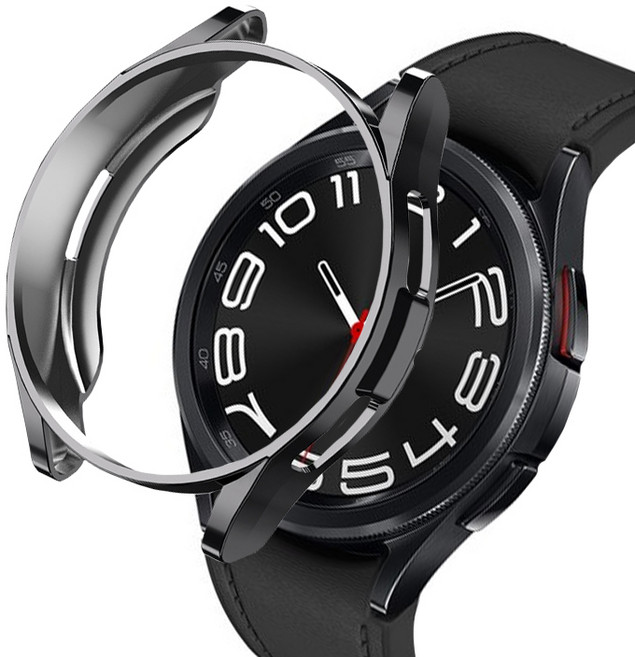 어프리비 갤럭시 워치6 클래식 풀커버 보호 케이스 43mm 47mm, 블랙, 1개